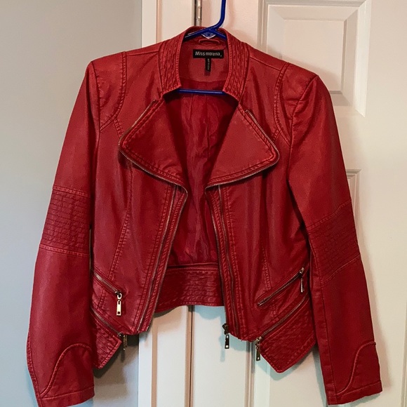 Jackets & Blazers - Red Faux Leather jacket
